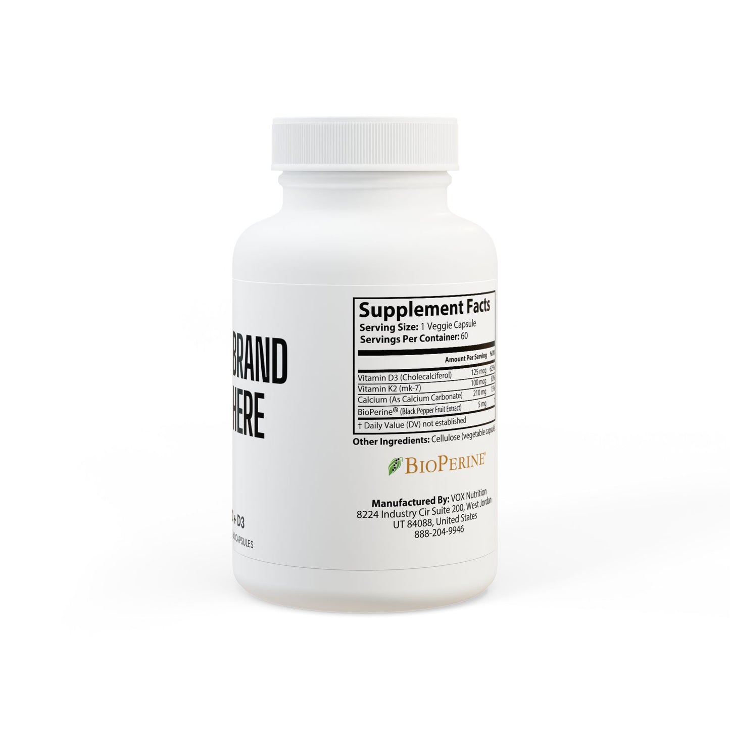 Customize Vitamin K2 + D3 Supplement (60 Capsules)