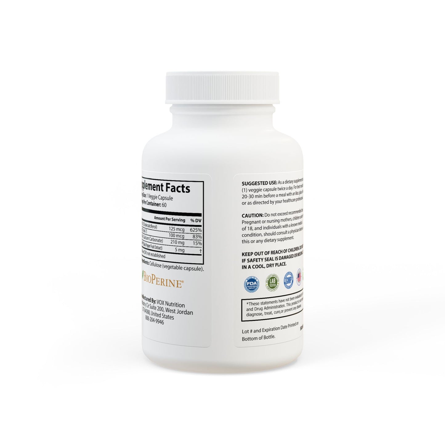Customize Vitamin K2 + D3 Supplement (60 Capsules)