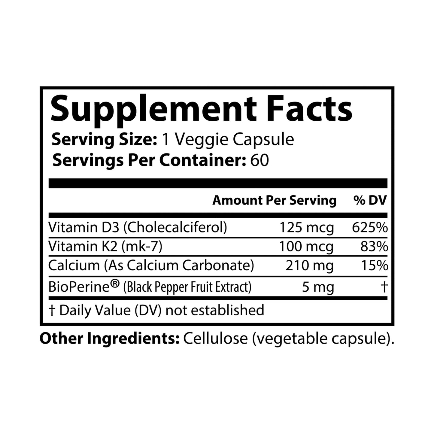 Customize Vitamin K2 + D3 Supplement (60 Capsules)