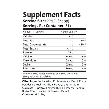 Chocolate Whey Isolate Protein Supplement