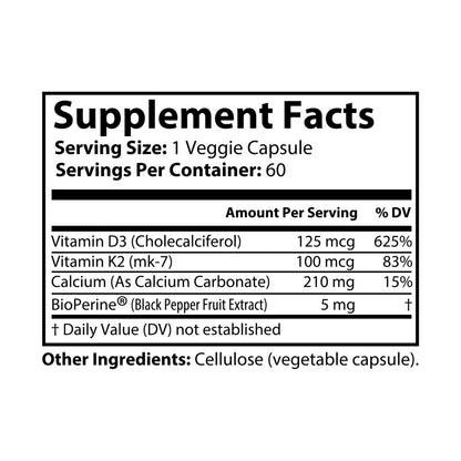 Customize Vitamin K2 + D3 Supplement (60 Capsules)